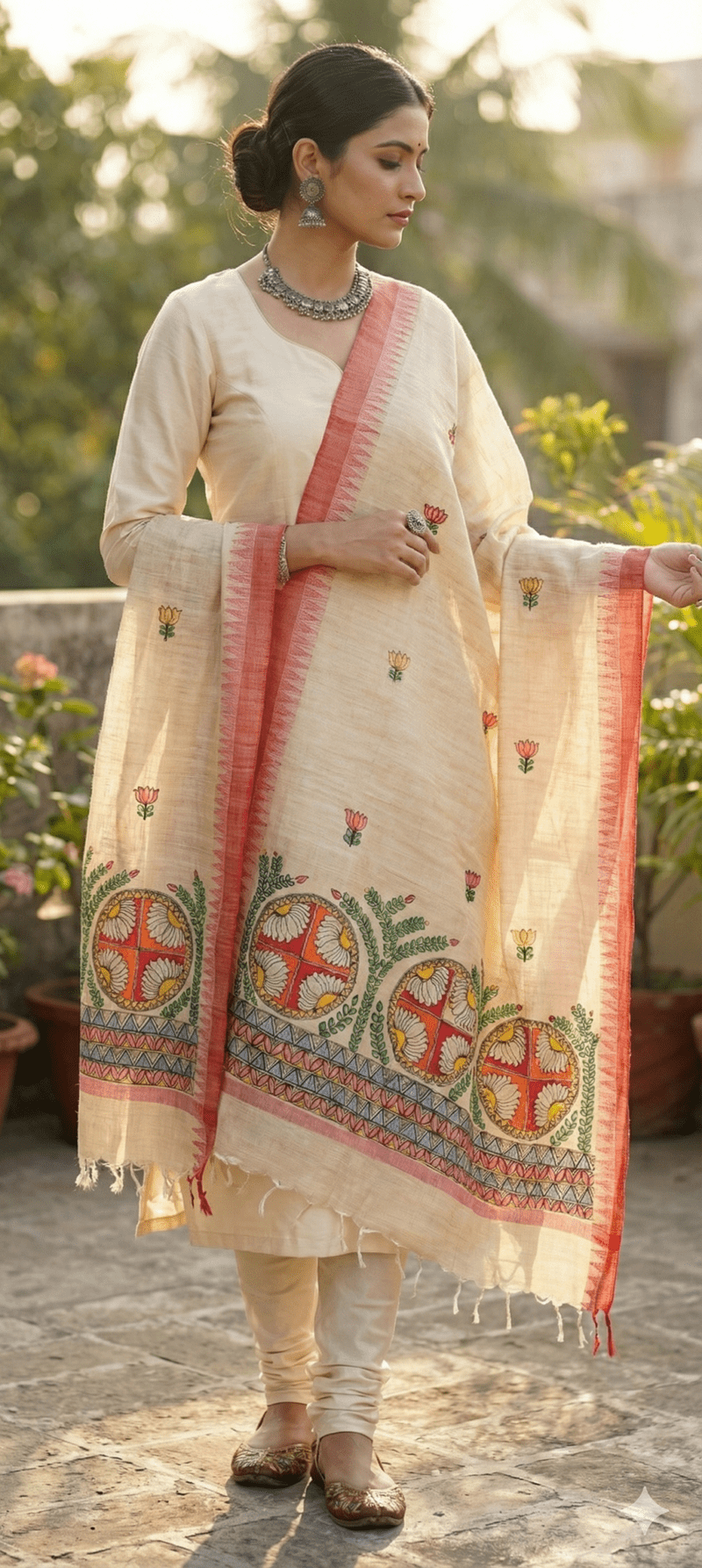 Mithila Hand Painting Dupatta