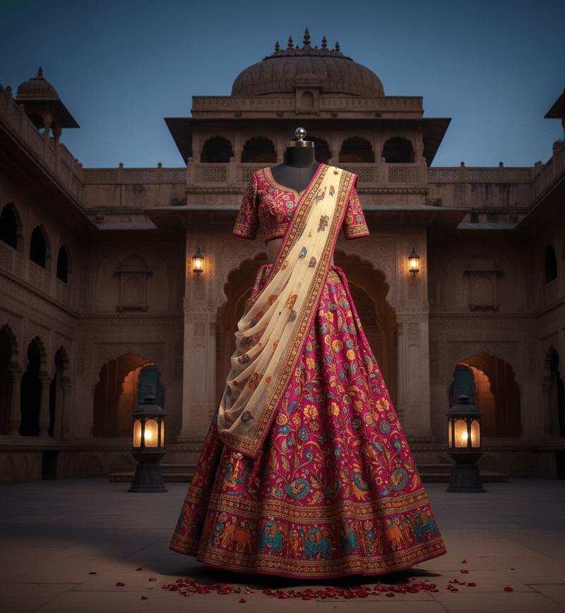 Royal Heritage Designer Lehenga Choli Set – Handcrafted Ethnic Ensemble with Intricate Embroidery - Image 1