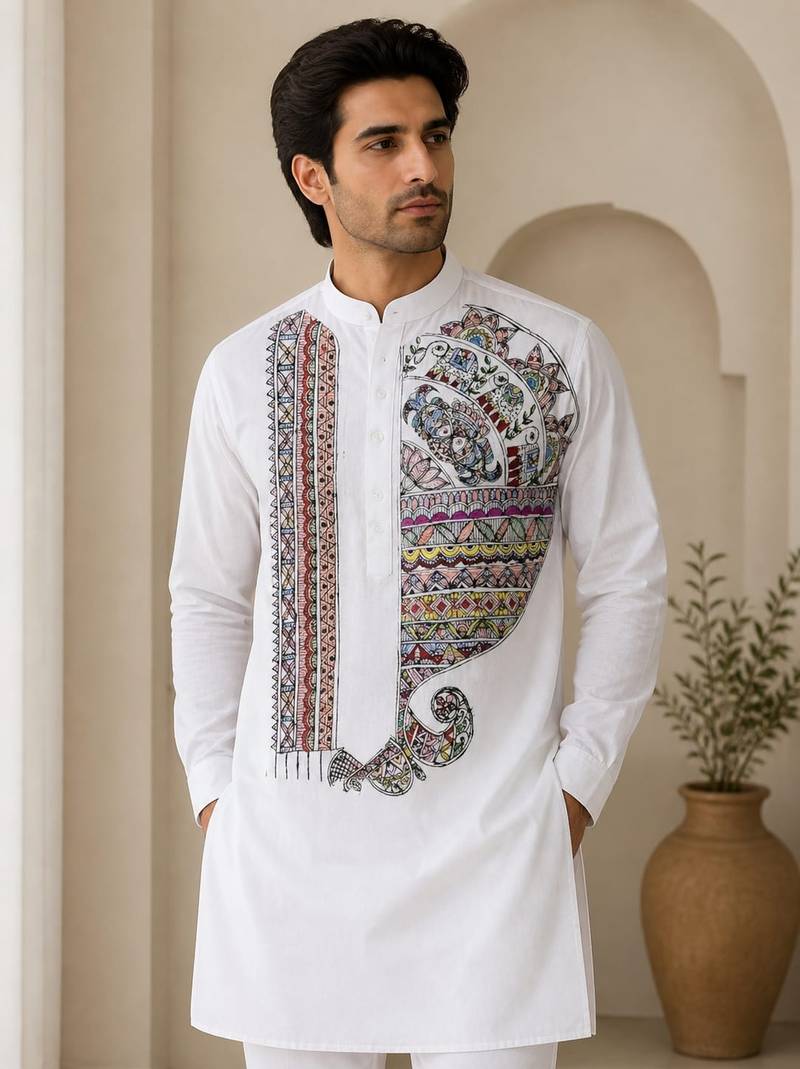 Artistic Hand Painted Kurta for Festive Wear - Image 1