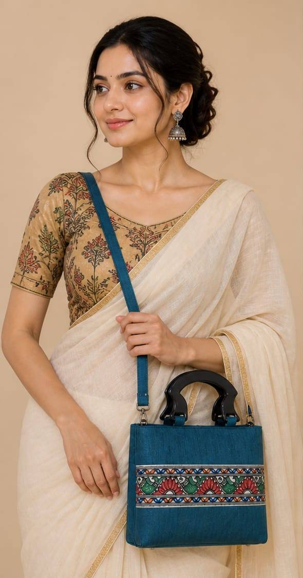 Traditional Madhubani Art Hand Painted Bag - Image 1